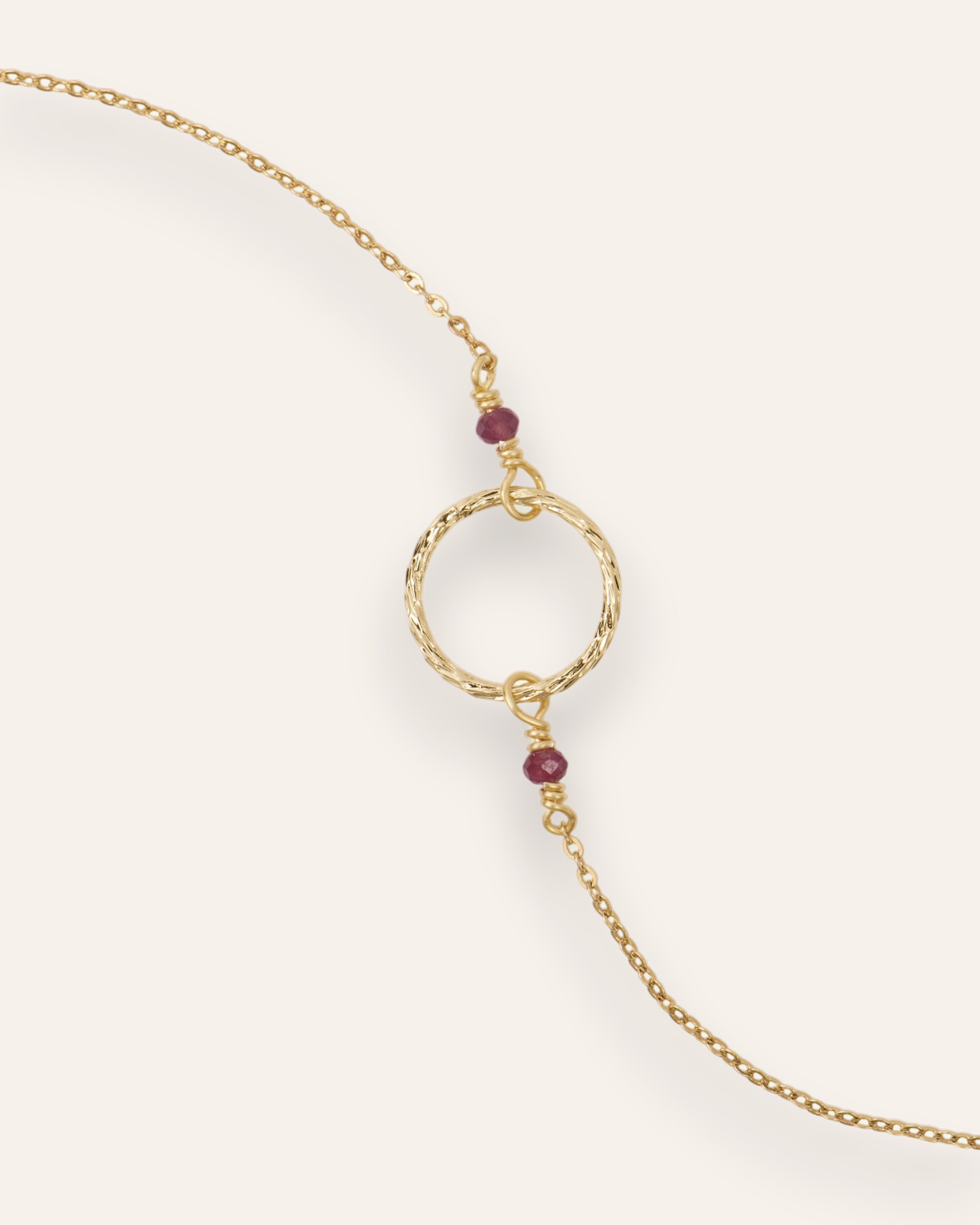 Bracelet Anneau Alice Plaqué Or 18ct / Tourmaline rose
