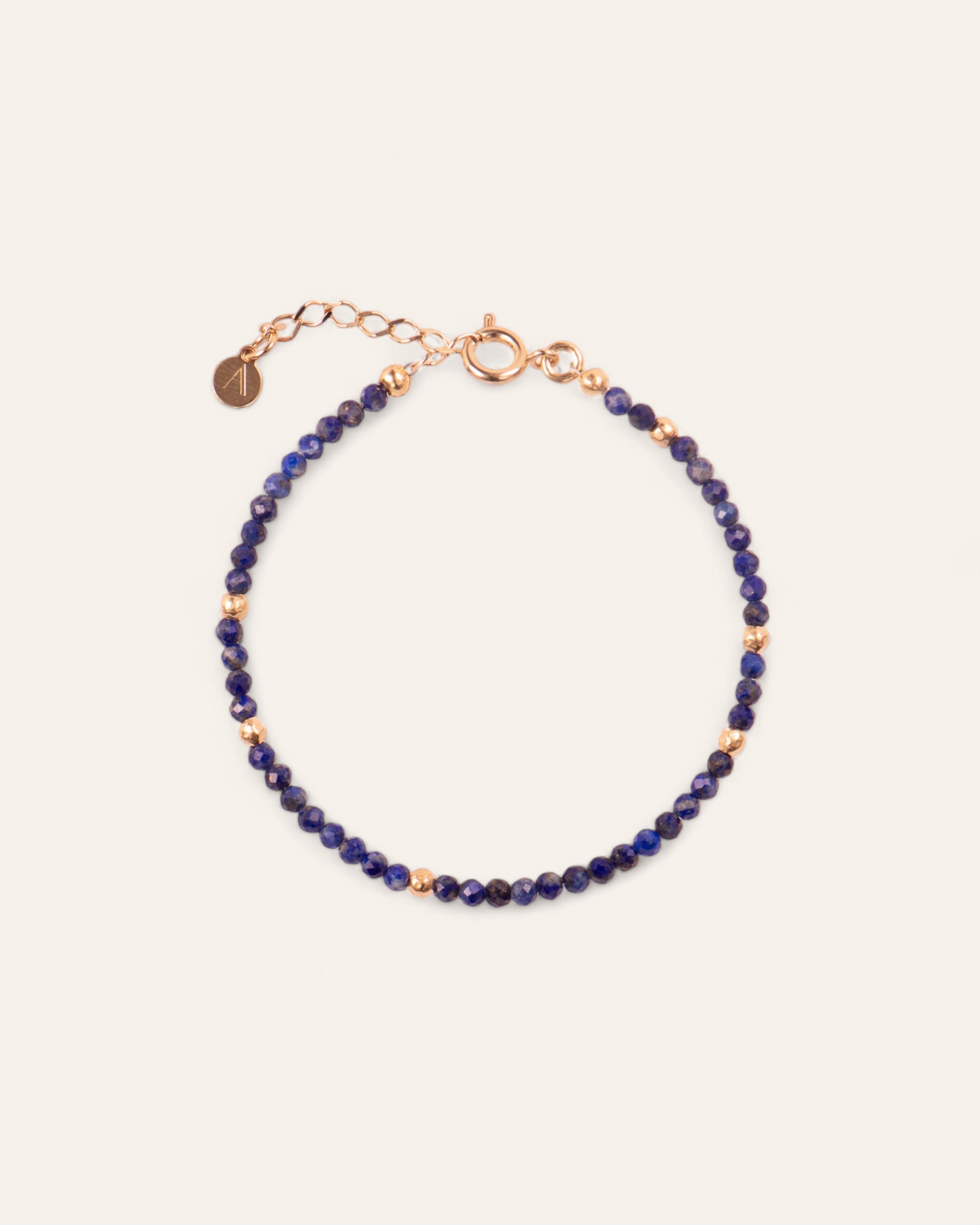 Bracelet Multi-Pierres Cléo Doré à l'Or Fin 24ct / Lapis Lazuli