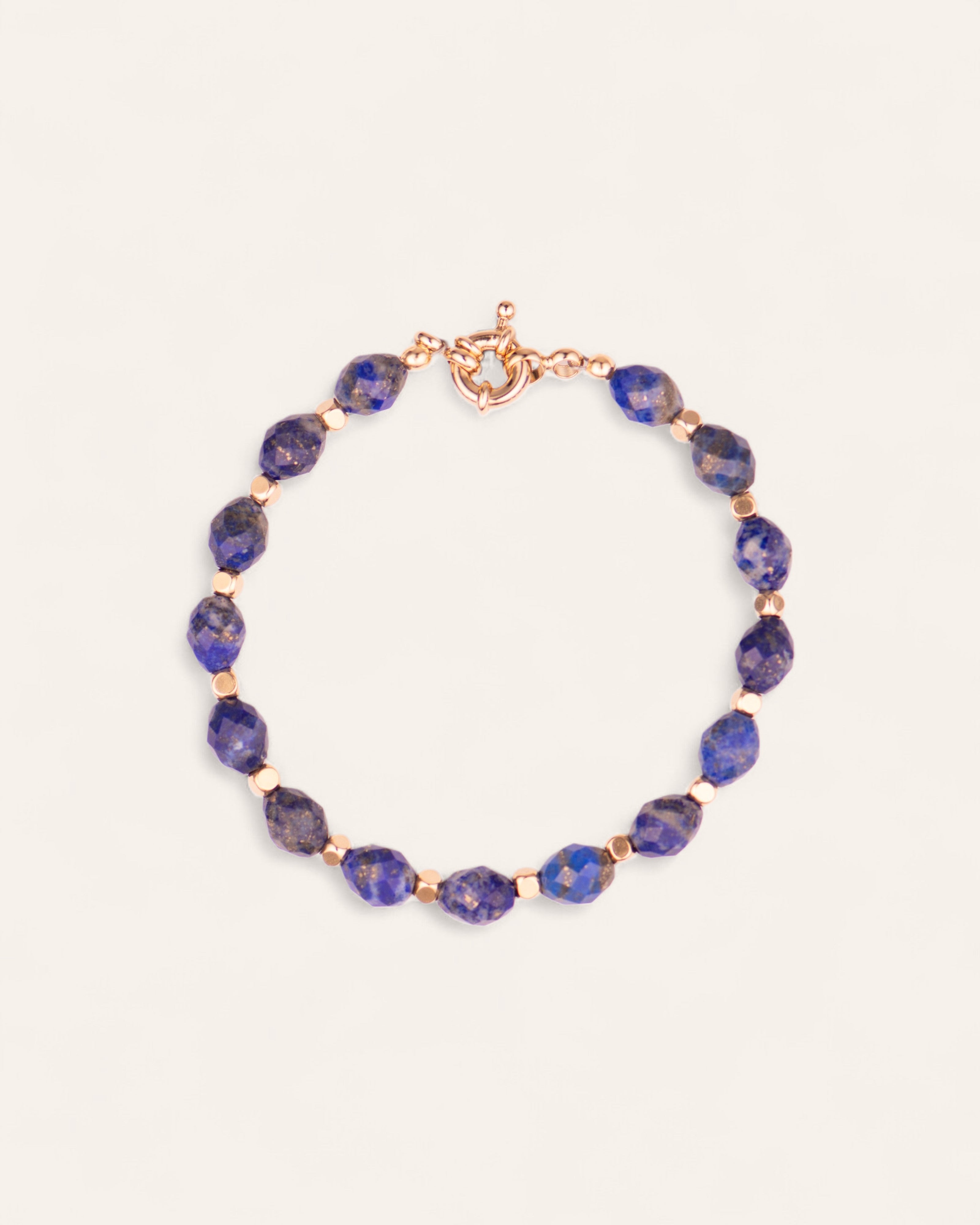 Bracelet Pierres Naturelles Elvira Doré à l'Or Fin 24ct / Lapis Lazuli