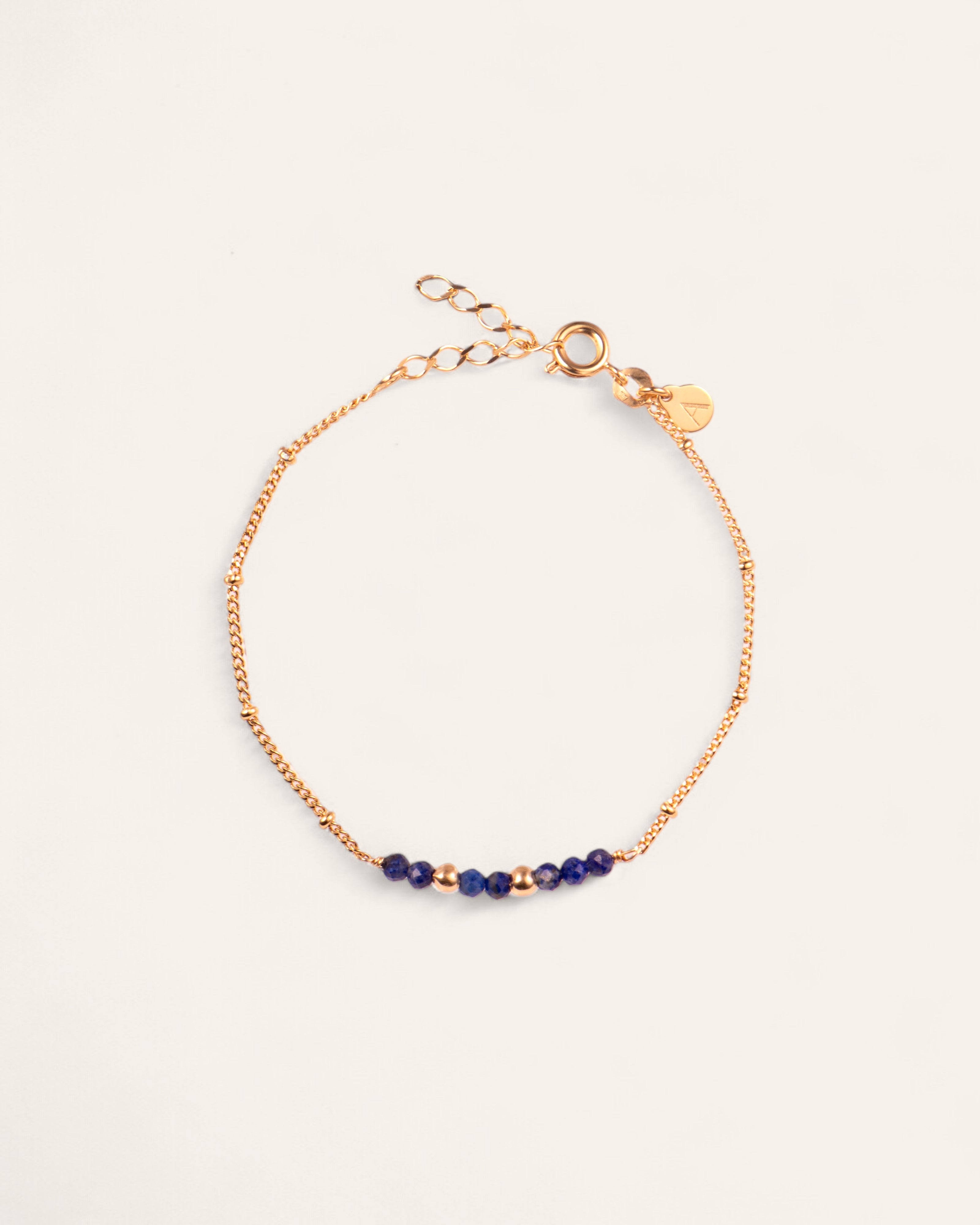 Bracelet Fin Hanna Doré à l'Or Fin 24ct / Lapis Lazuli