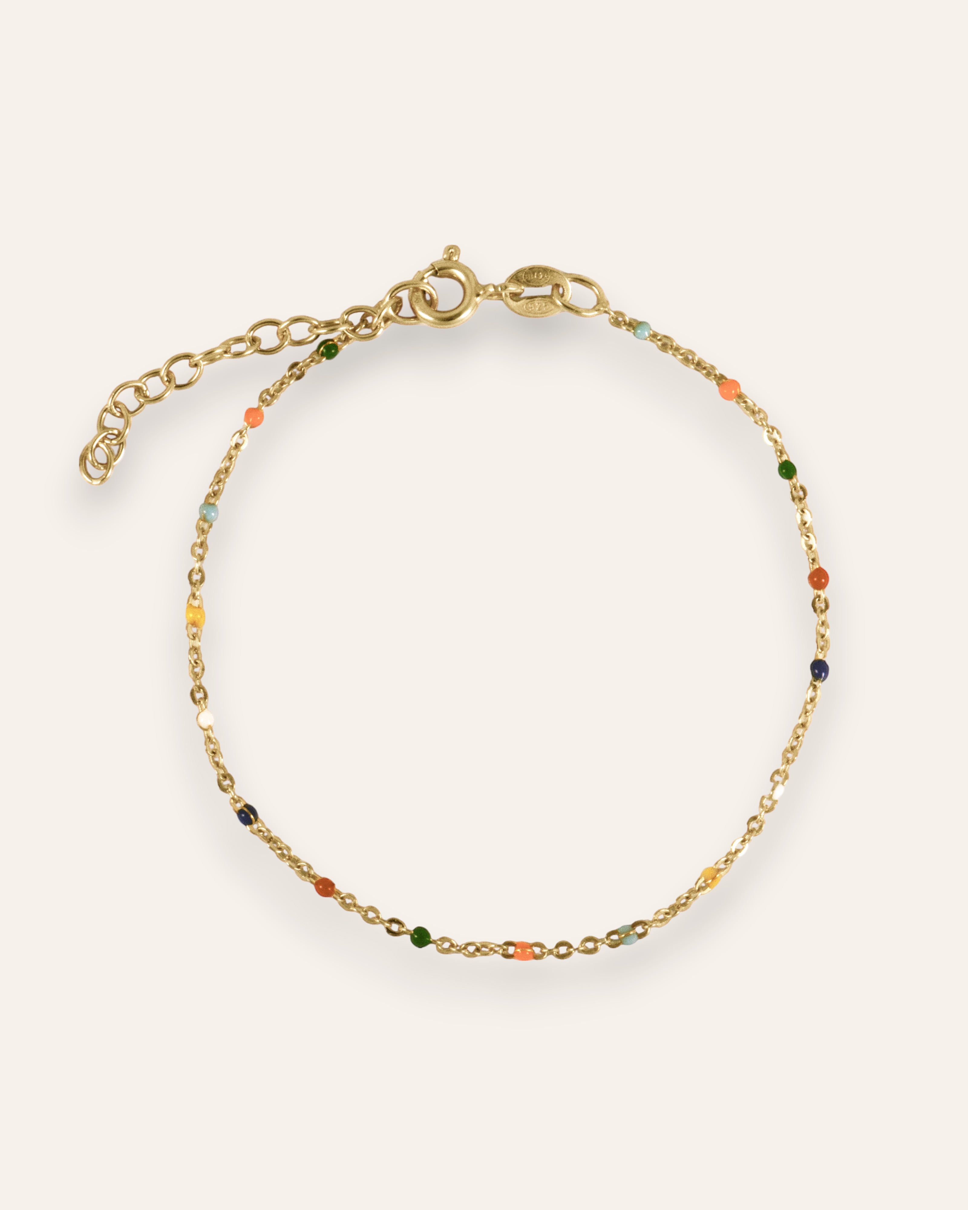 Bracelet Émaillé Multicolore Malia Doré à l'Or Fin 24ct