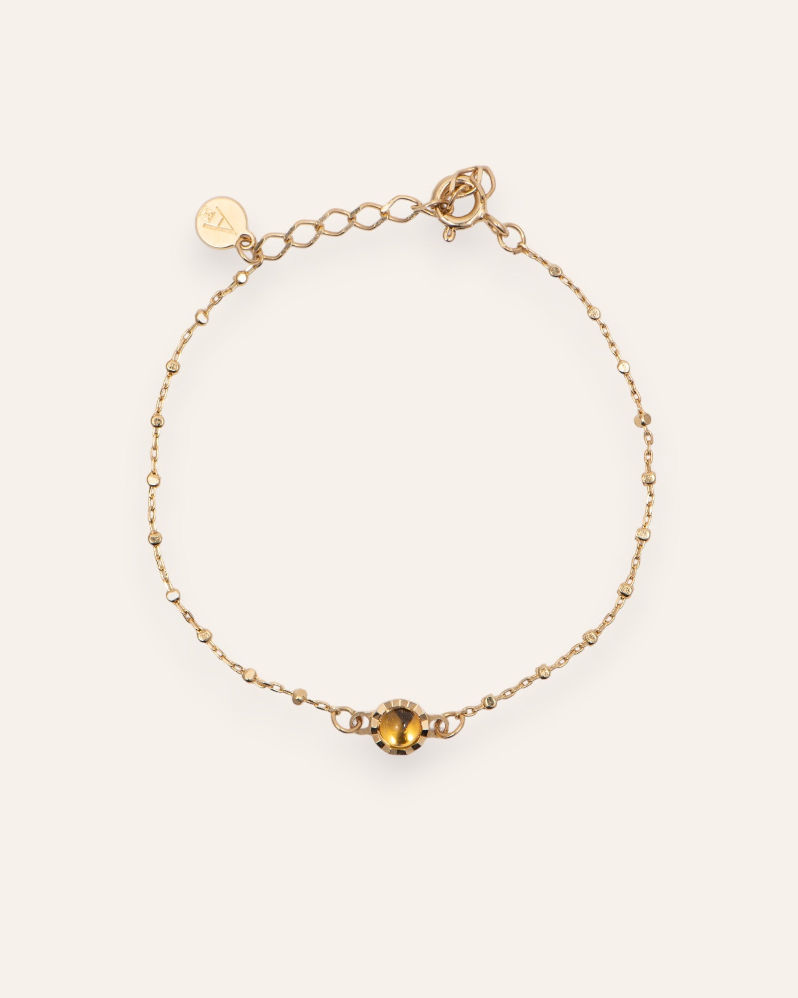 Bracelet Solitaire Pierre de Naissance Novembre Plaqué Or 18ct / Citrine 