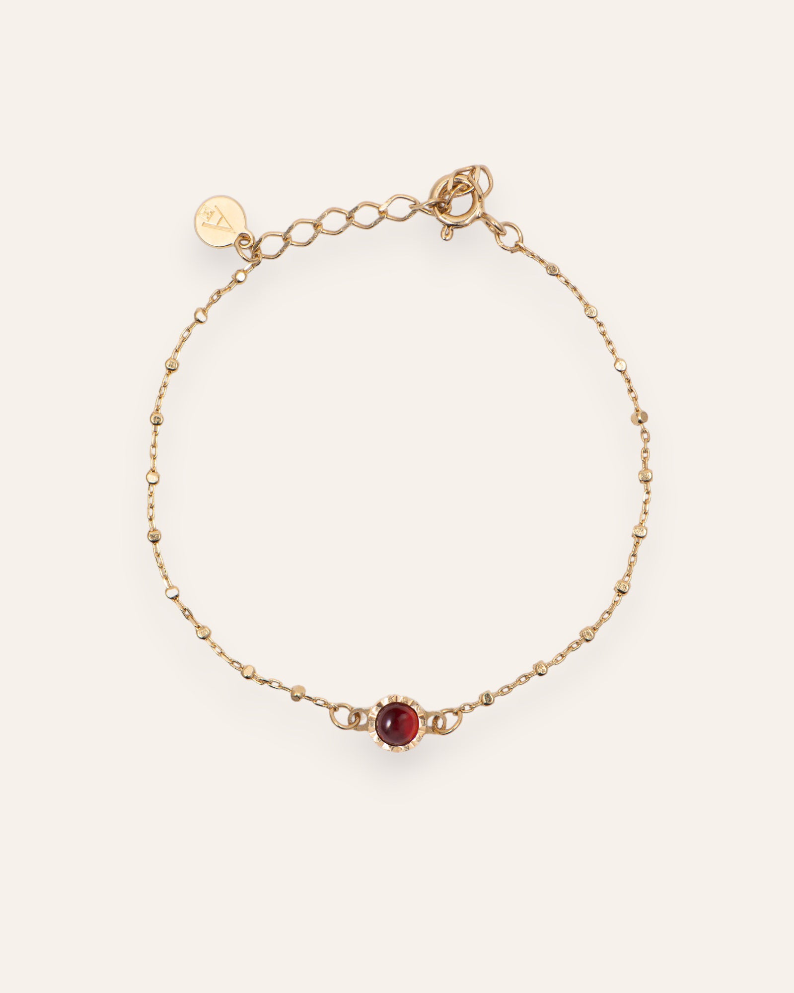 Bracelet Solitaire Pierre de Naissance Janvier Plaqué Or 18ct / Grenat 