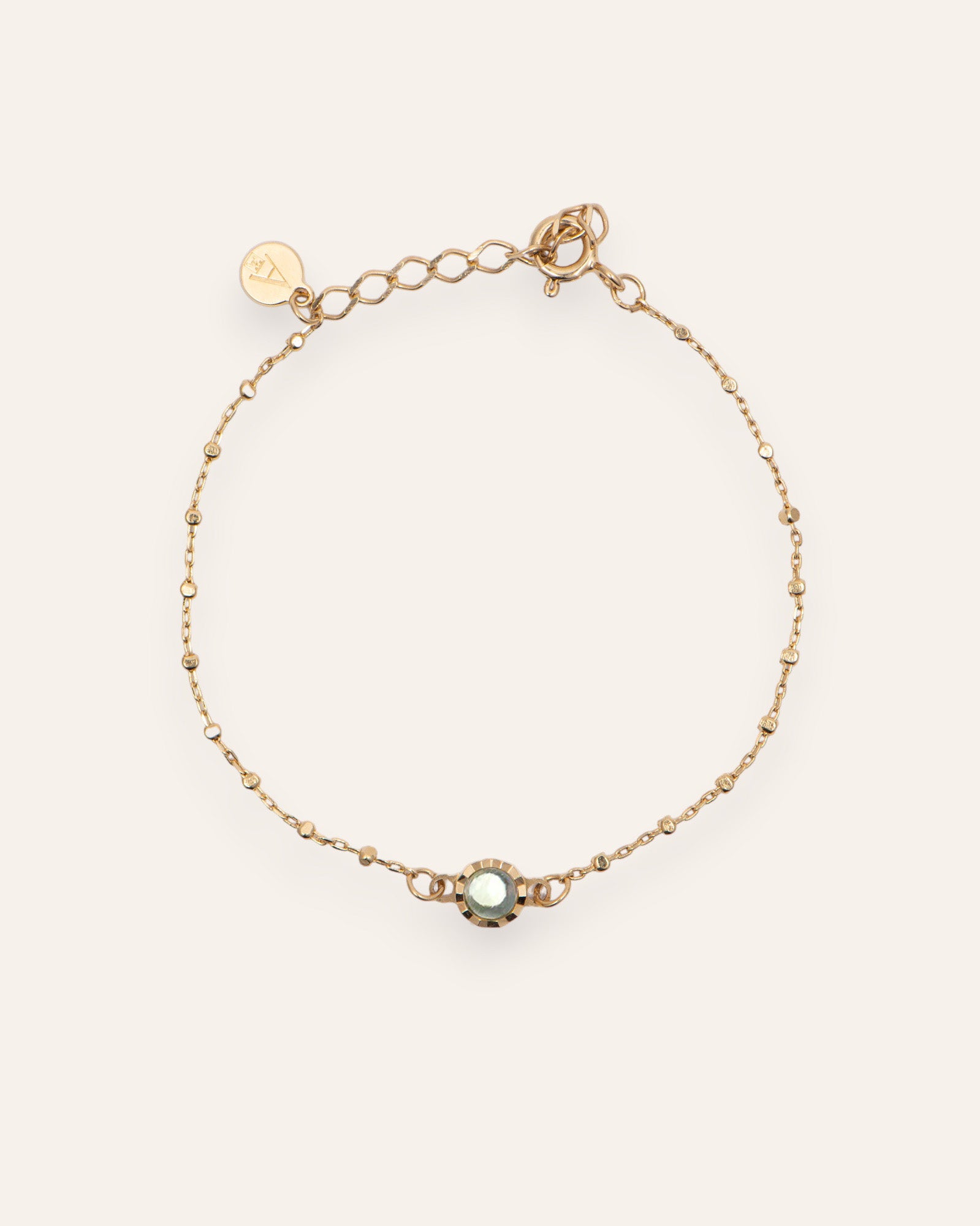 Bracelet Solitaire Pierre de Naissance Décembre Plaqué Or 18ct / Topaze Bleue 