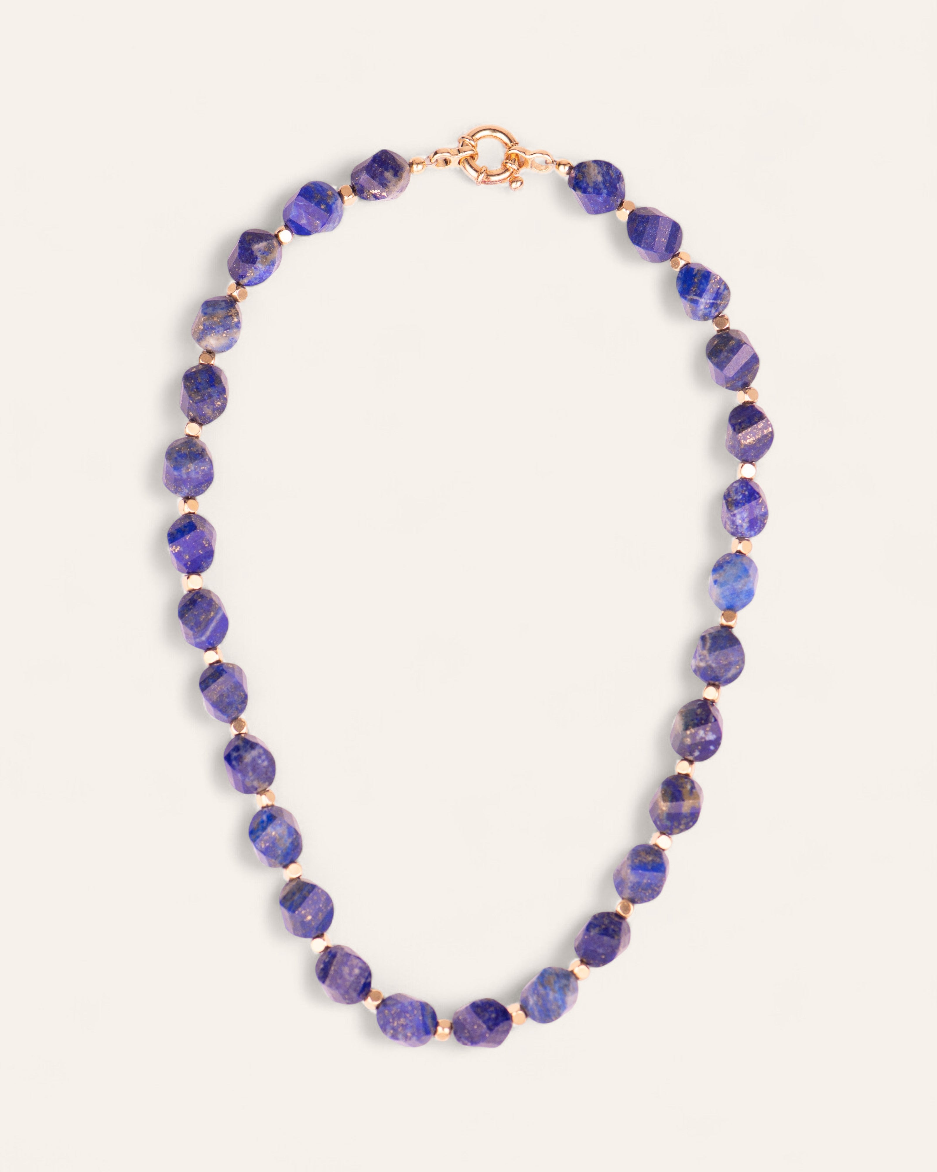 Collier Pierres Naturelles Elvira Doré à l'Or Fin 24ct / Lapis Lazuli