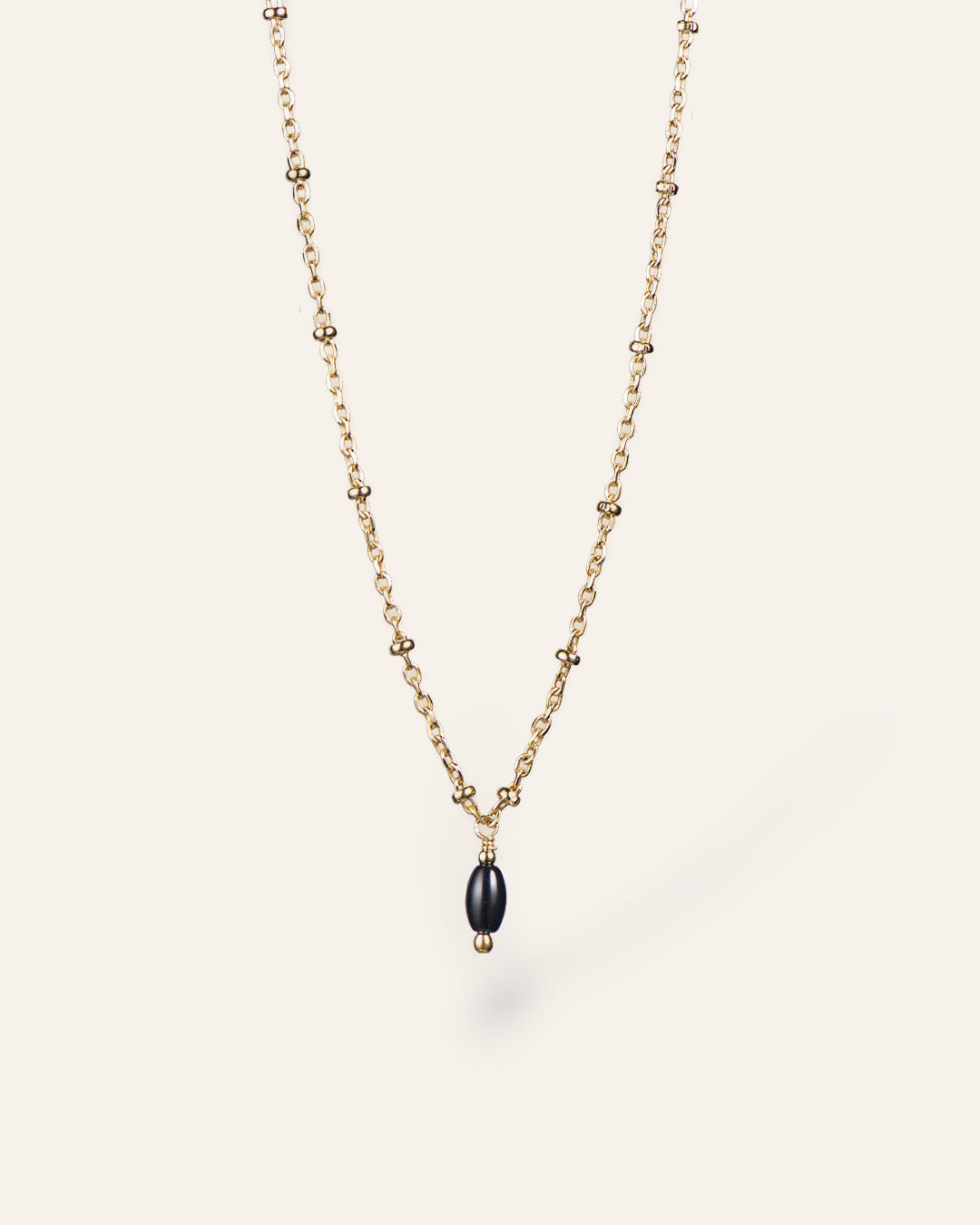 Collier Agathe Plaqué Or 18ct / Onyx
