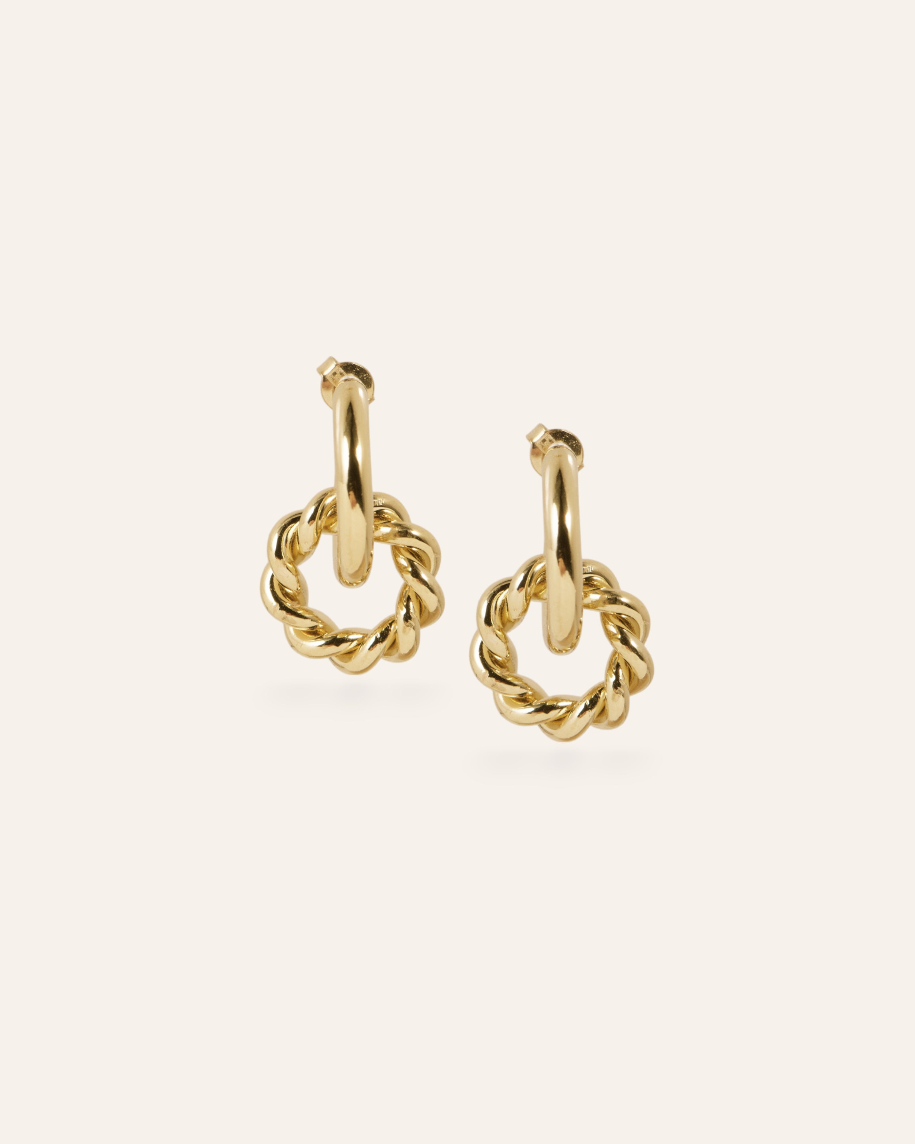 Créoles Double Anneaux Tara Doré à l'Or Fin 24ct