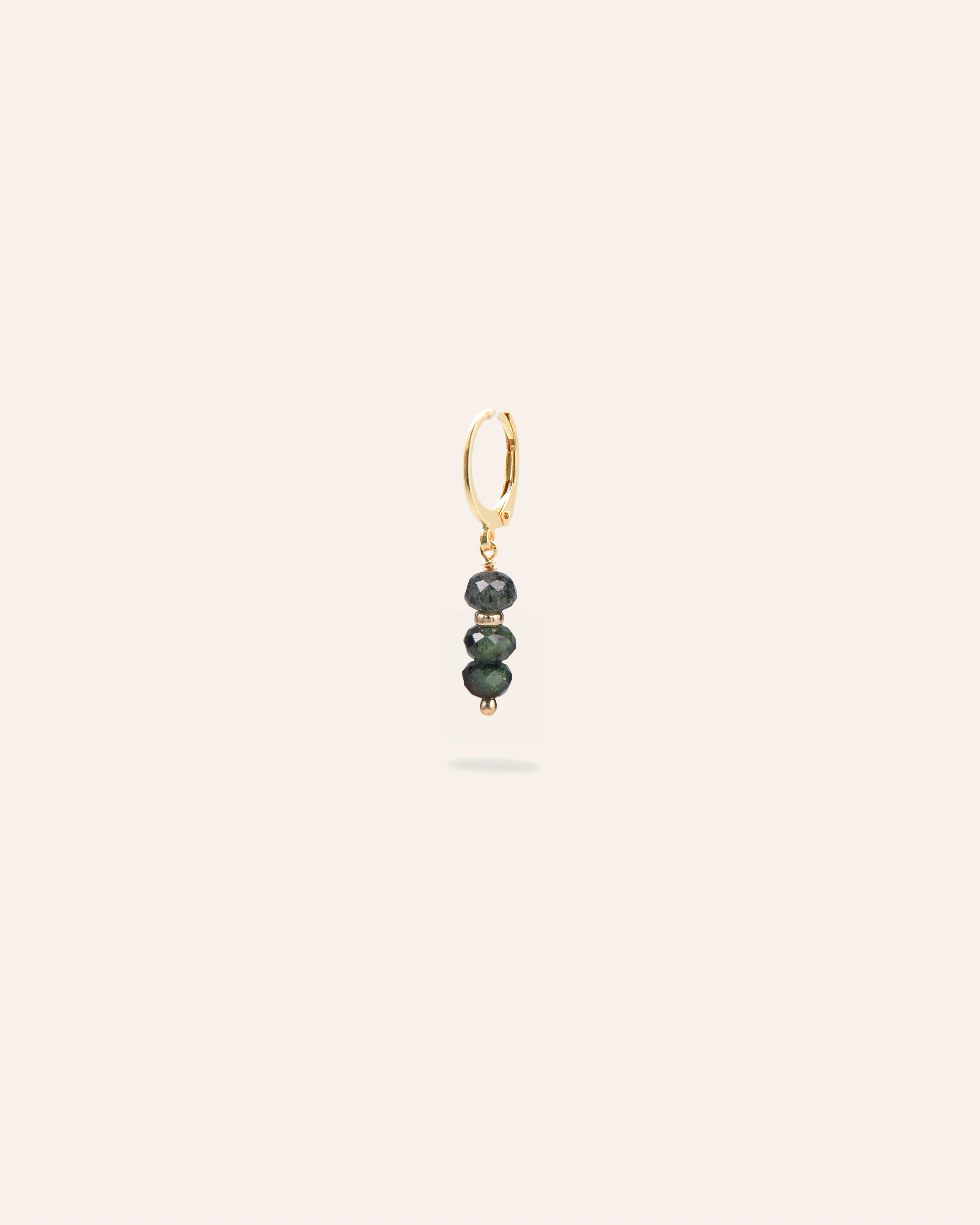 Boucle d'oreille Pendante 3 Pierres Hanae Plaqué Or 18ct / Rubis Zoizite
