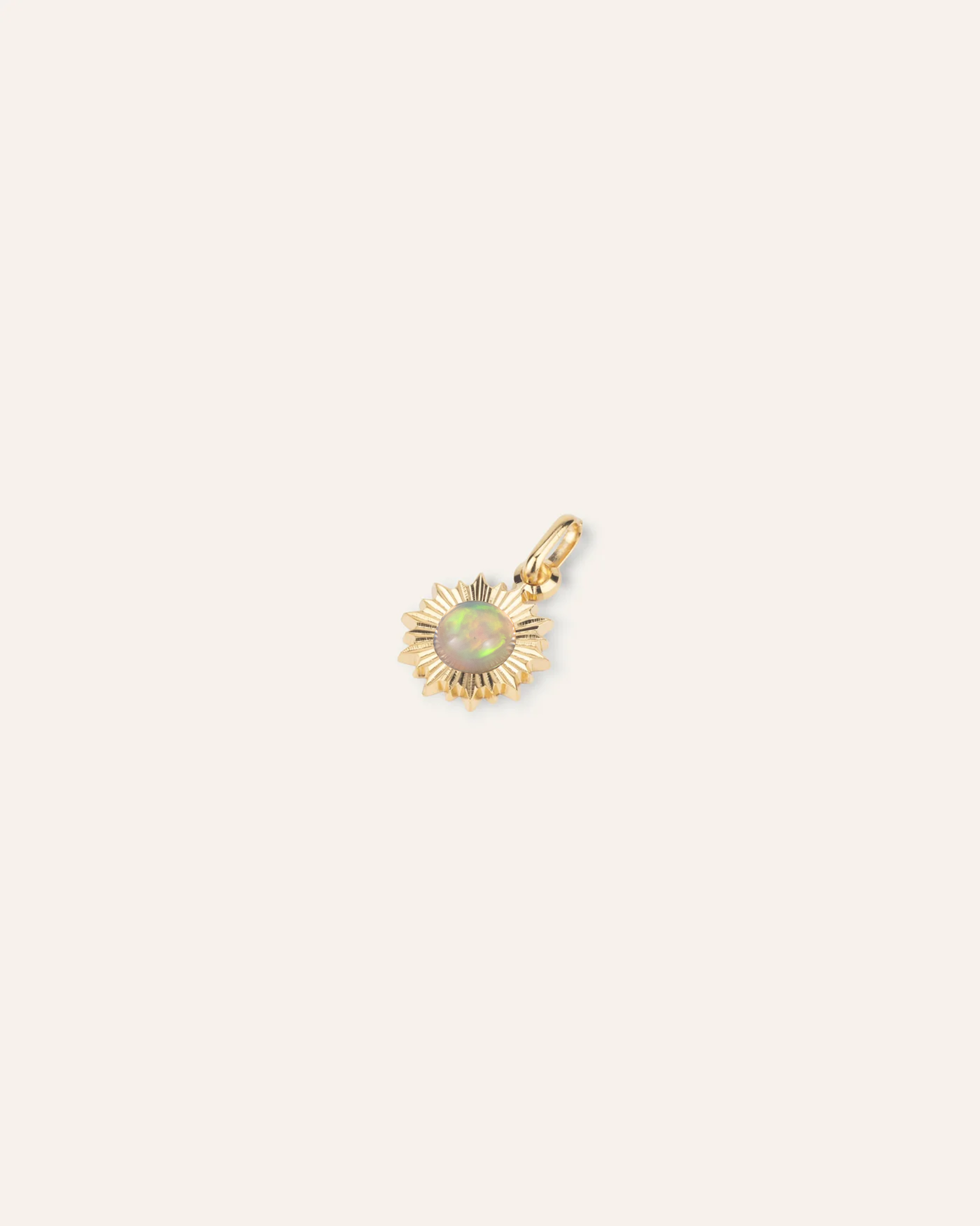 Pendentif Soleil Ilios Pierre de Naissance Octobre Plaqué Or 18ct / Opale  