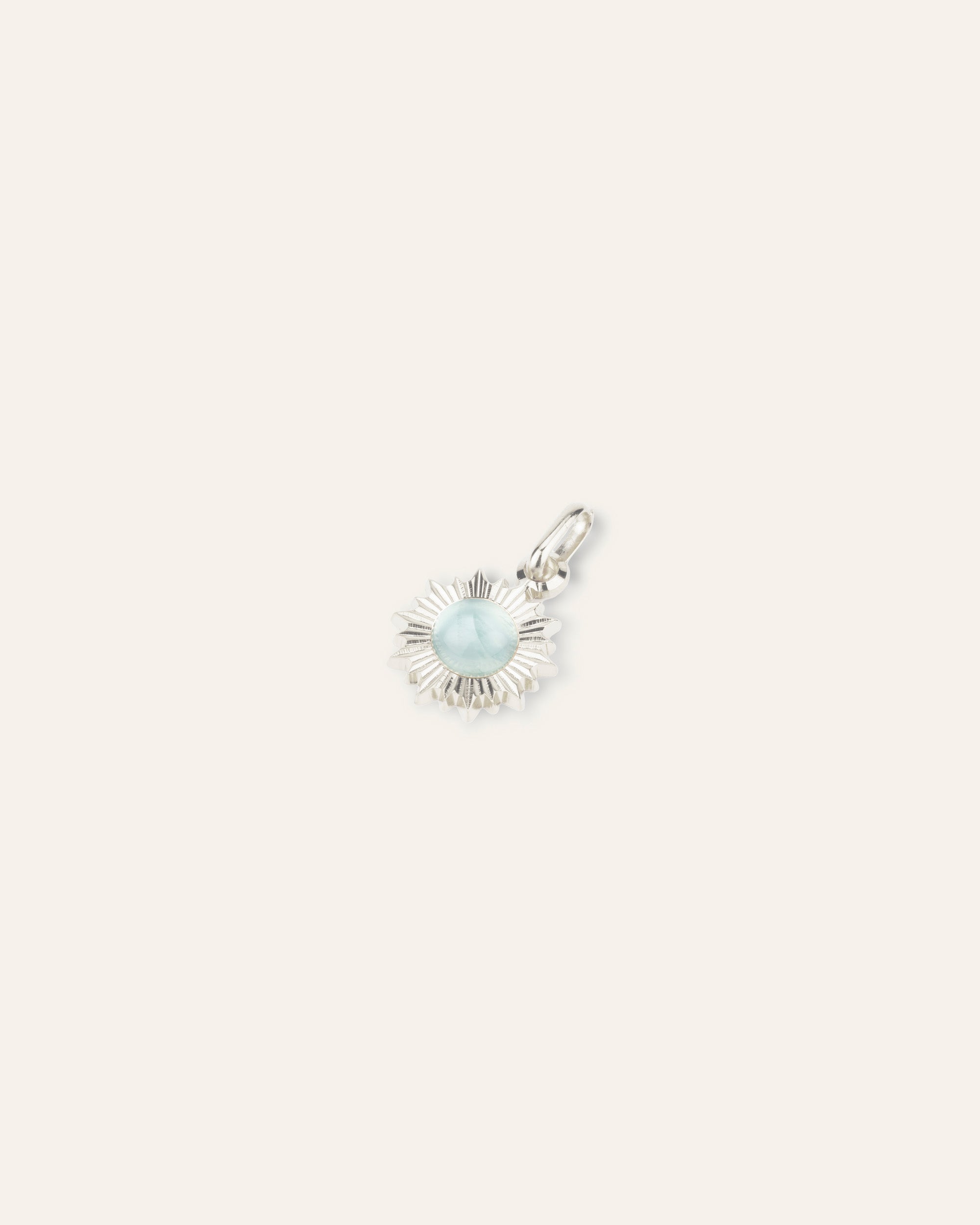 Pendentif Soleil Ilios Pierre de Naissance Mars Argent 925 / Aigue Marine 
