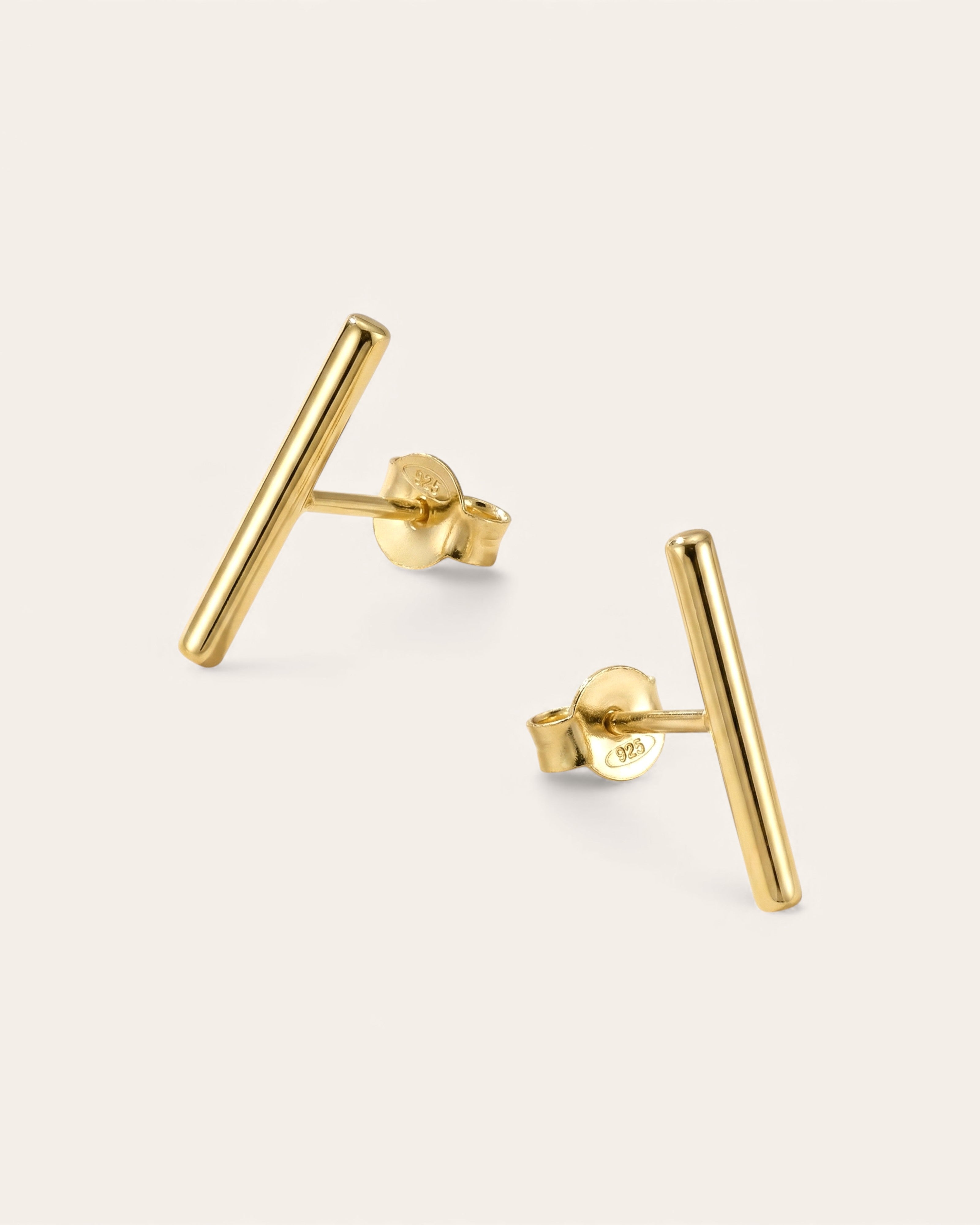 Boucles d'oreilles Barre Julia Doré à l'Or Fin 24ct