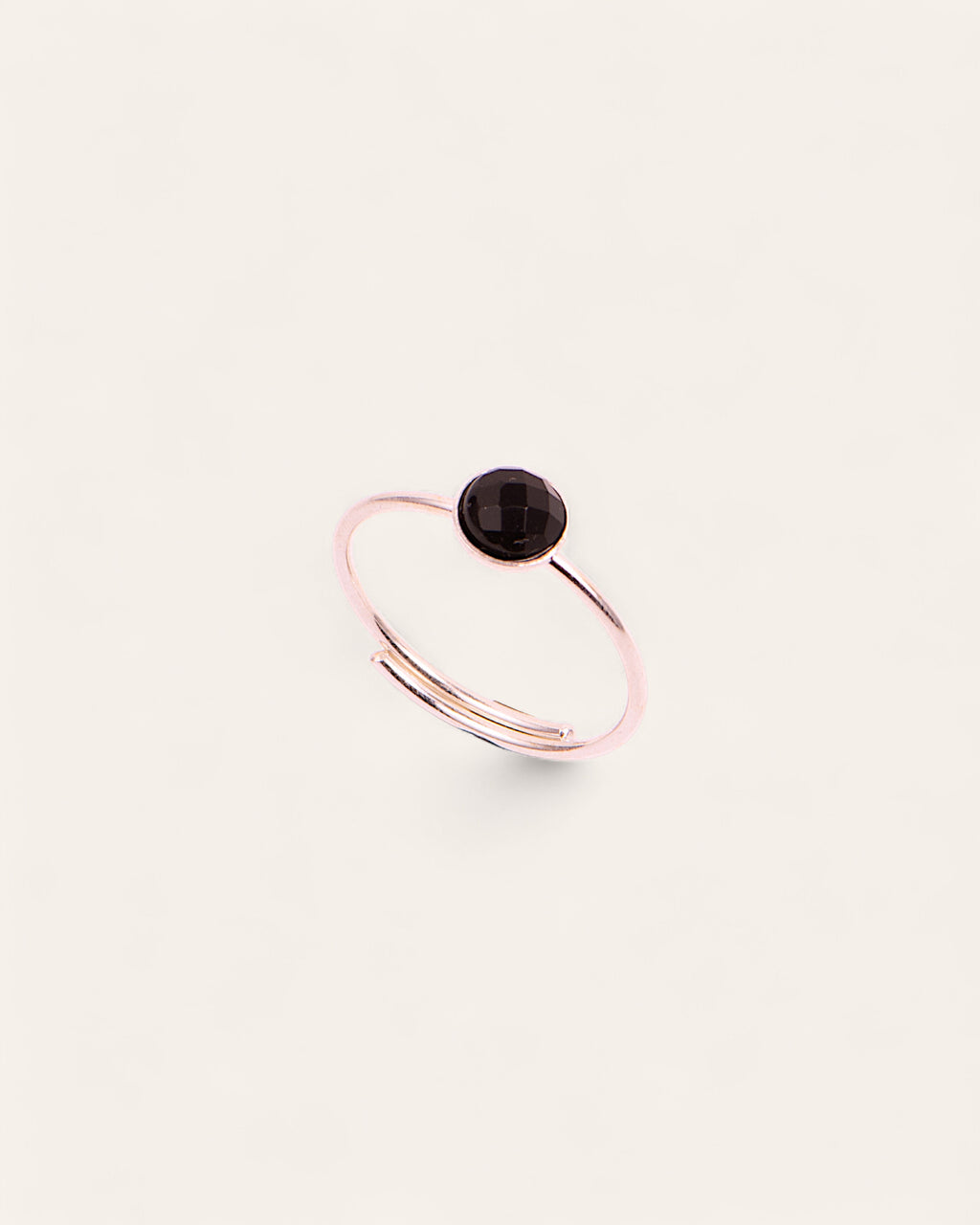 Bague En Argent Sterling 925 Et Onyx Noir Facetté - Taille 50 - Occasion