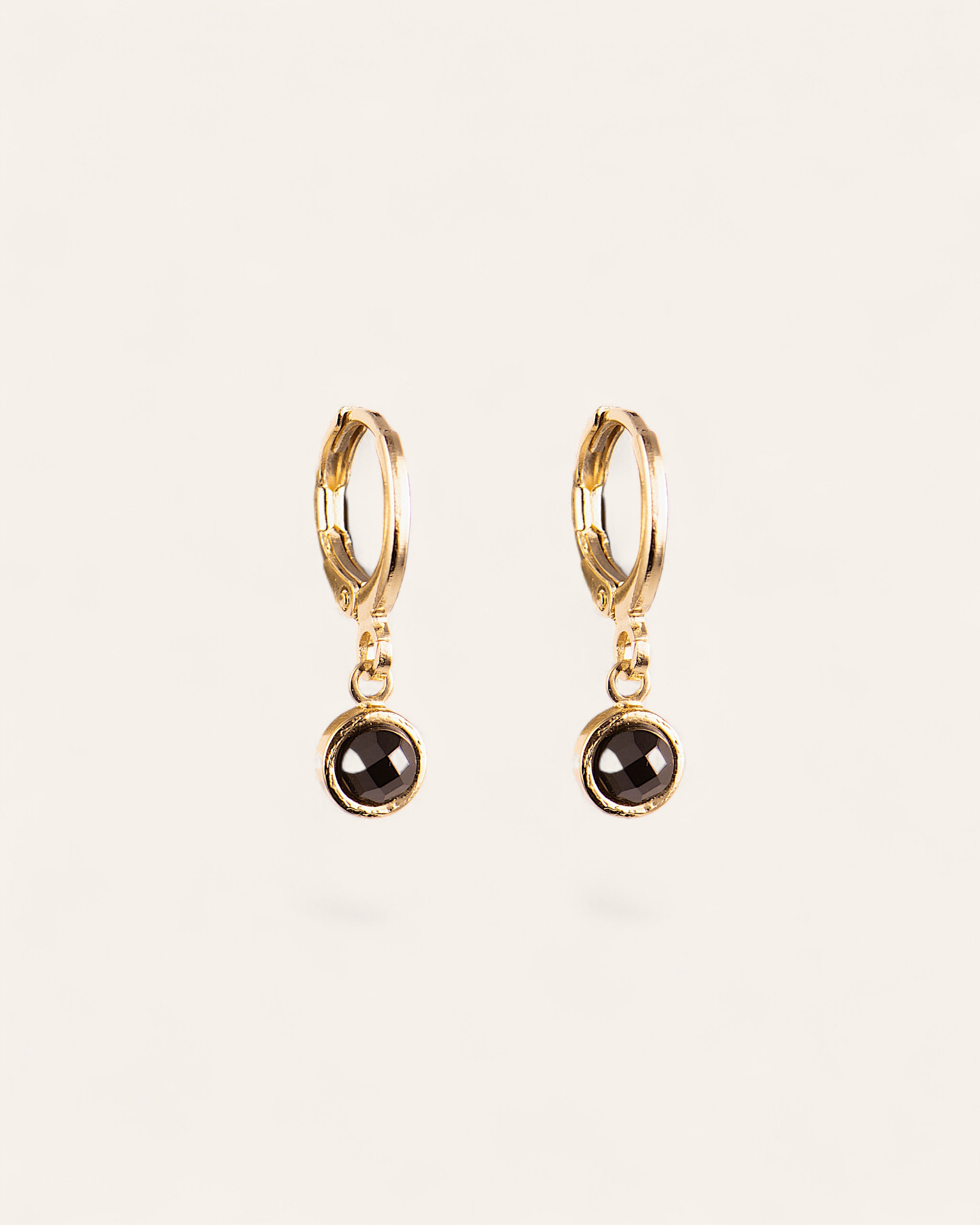 Dormeuses Zelie Doré à l'Or Fin 24ct / Onyx