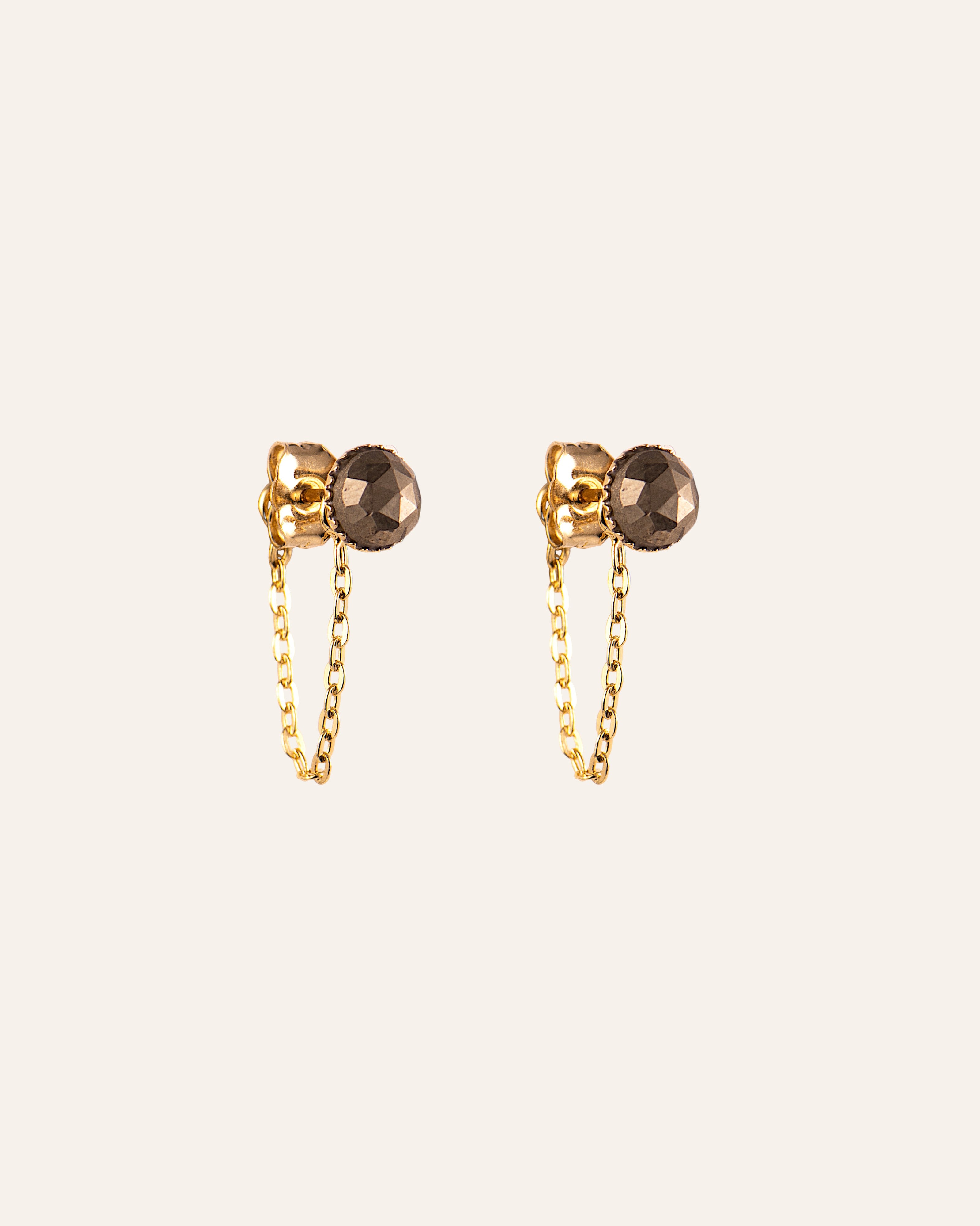 Clous d’oreilles Zelie Doré à l'Or Fin 24ct / Pyrite
