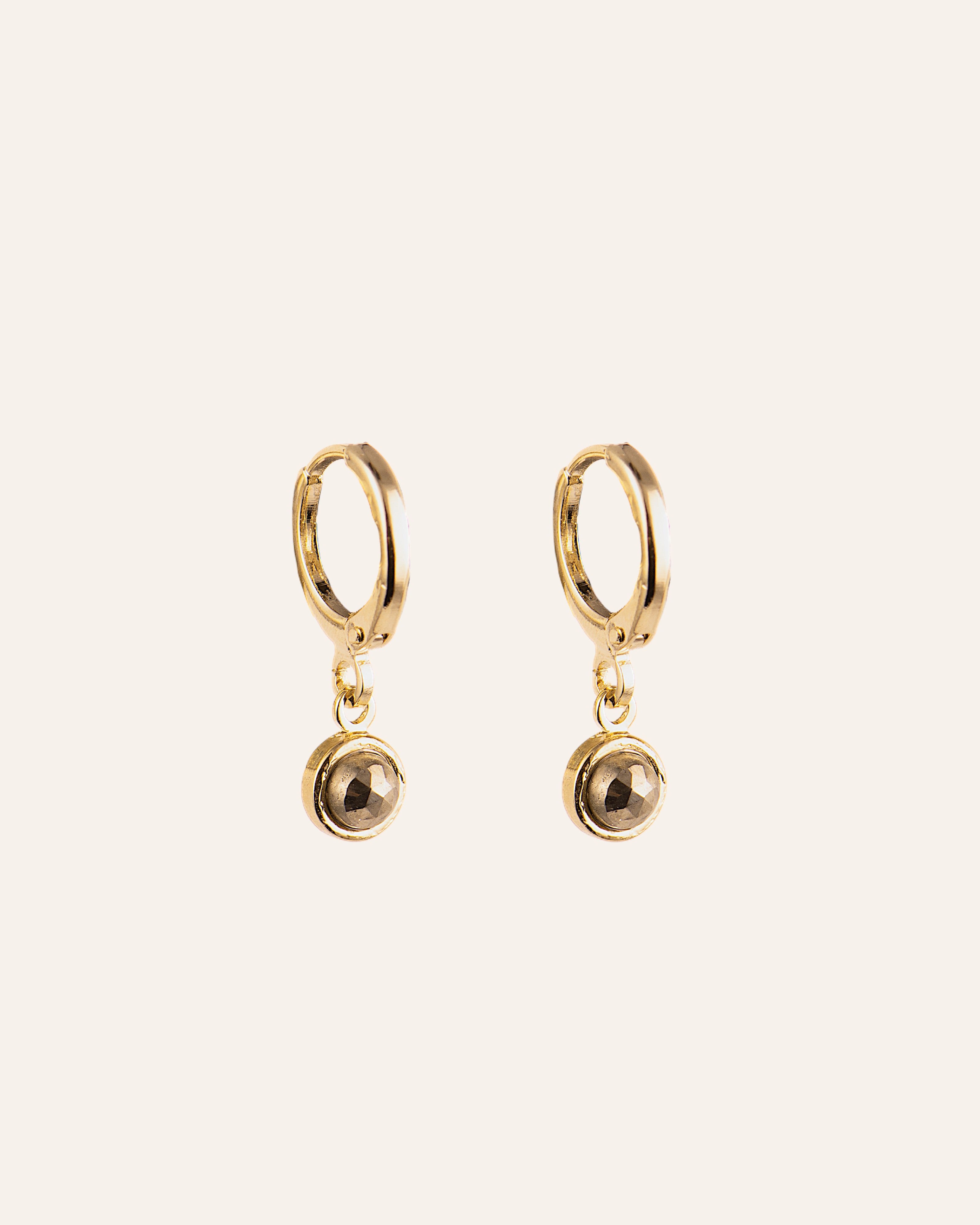 Dormeuses Zelie Doré à l'Or Fin 24ct / Pyrite