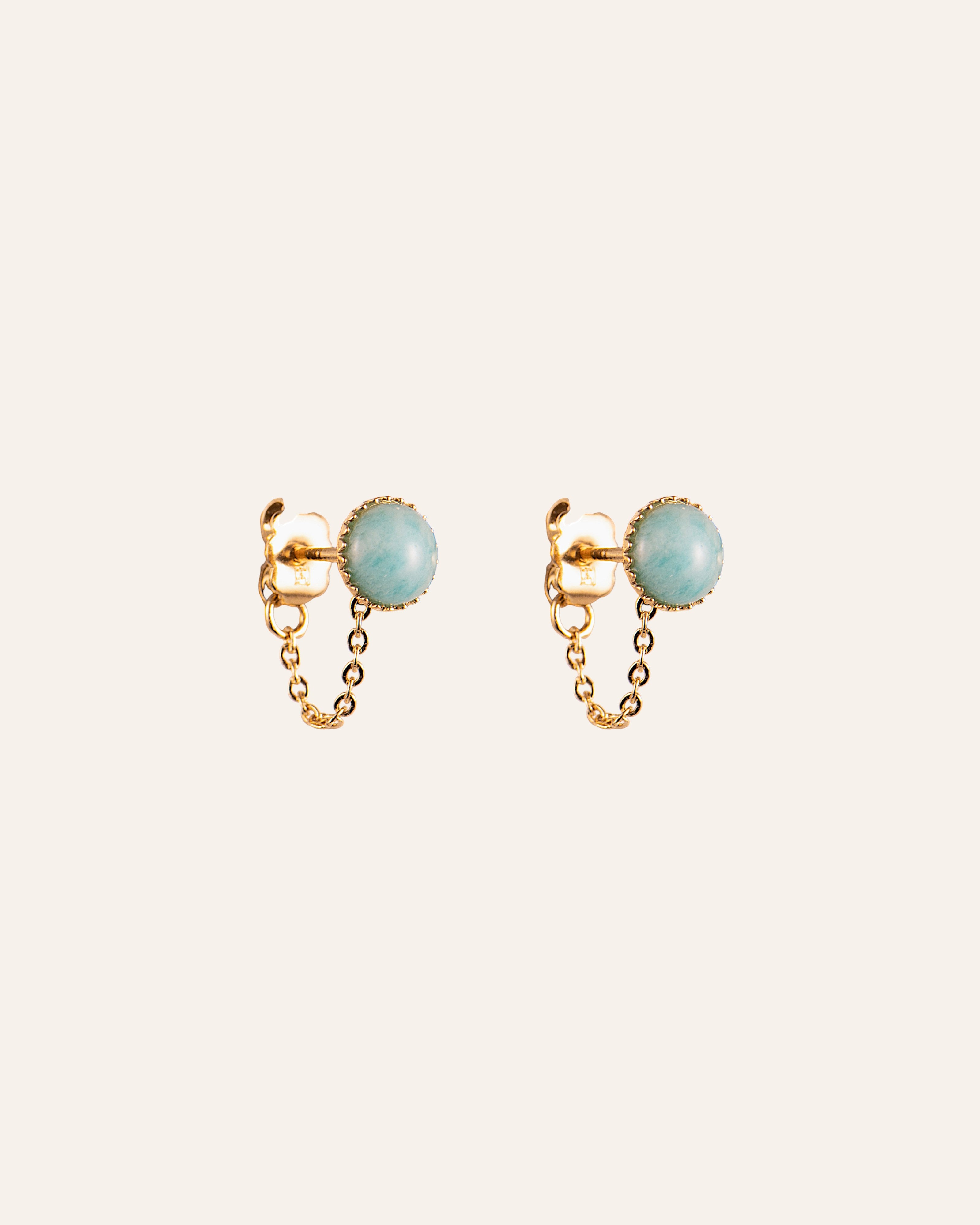 Clous d’oreilles Zelie Doré à l'Or Fin 24ct / Amazonite