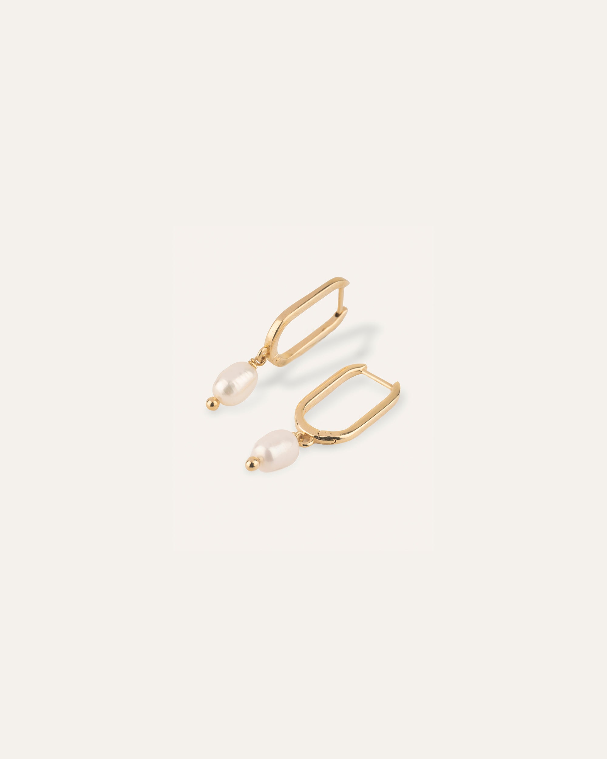 Boucles d'oreilles Rectangulaires Mélanie Plaqué Or 18ct / Perle