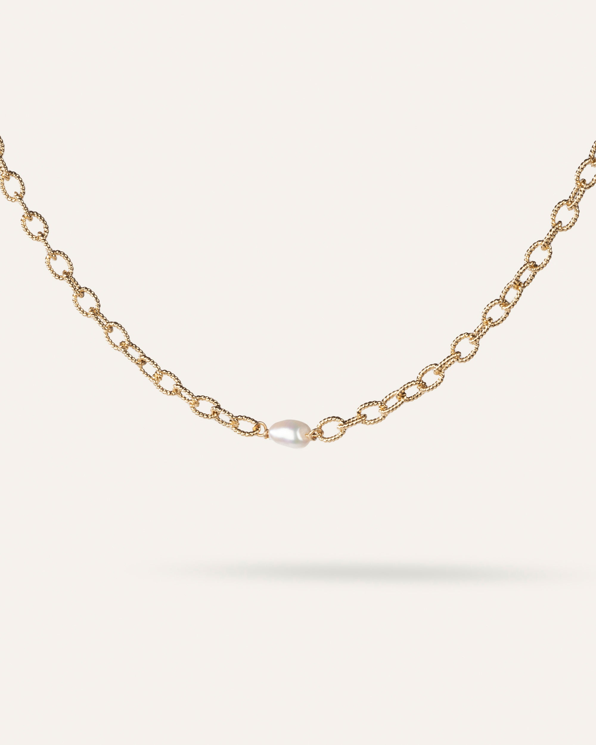 Collier Maillon Emma Doré à l'Or Fin 24ct / Perle