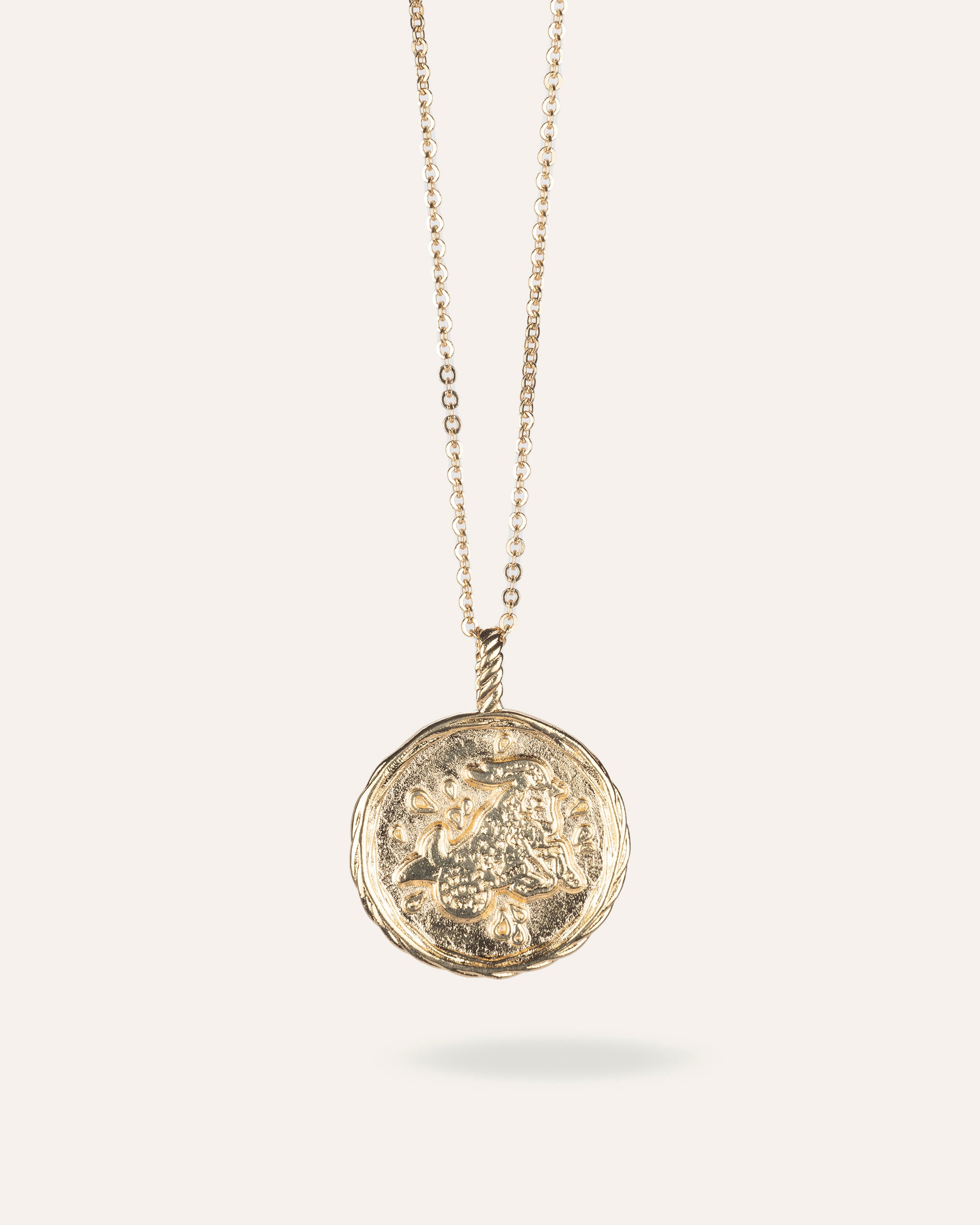 Collier en chaîne forçat avec une médaille au signe astrologique capricorne en plaqué or 3 microns.