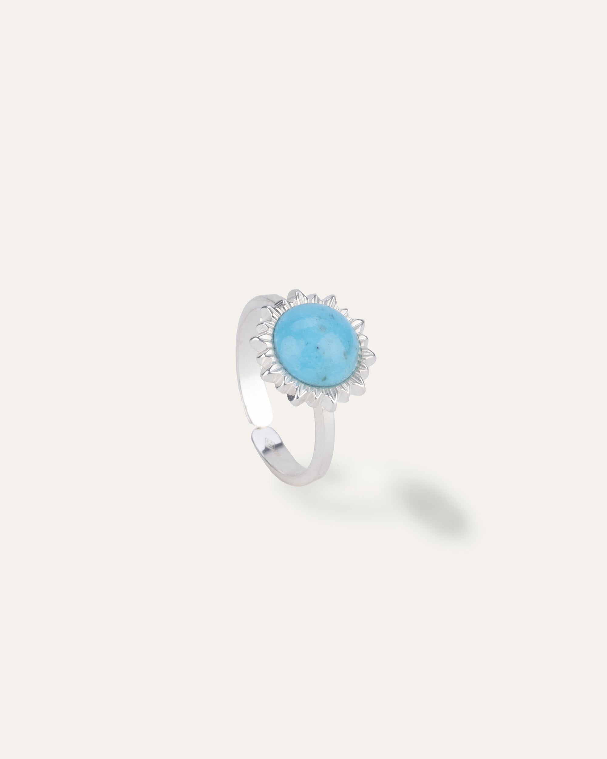 Silver and turquoise Sun ring