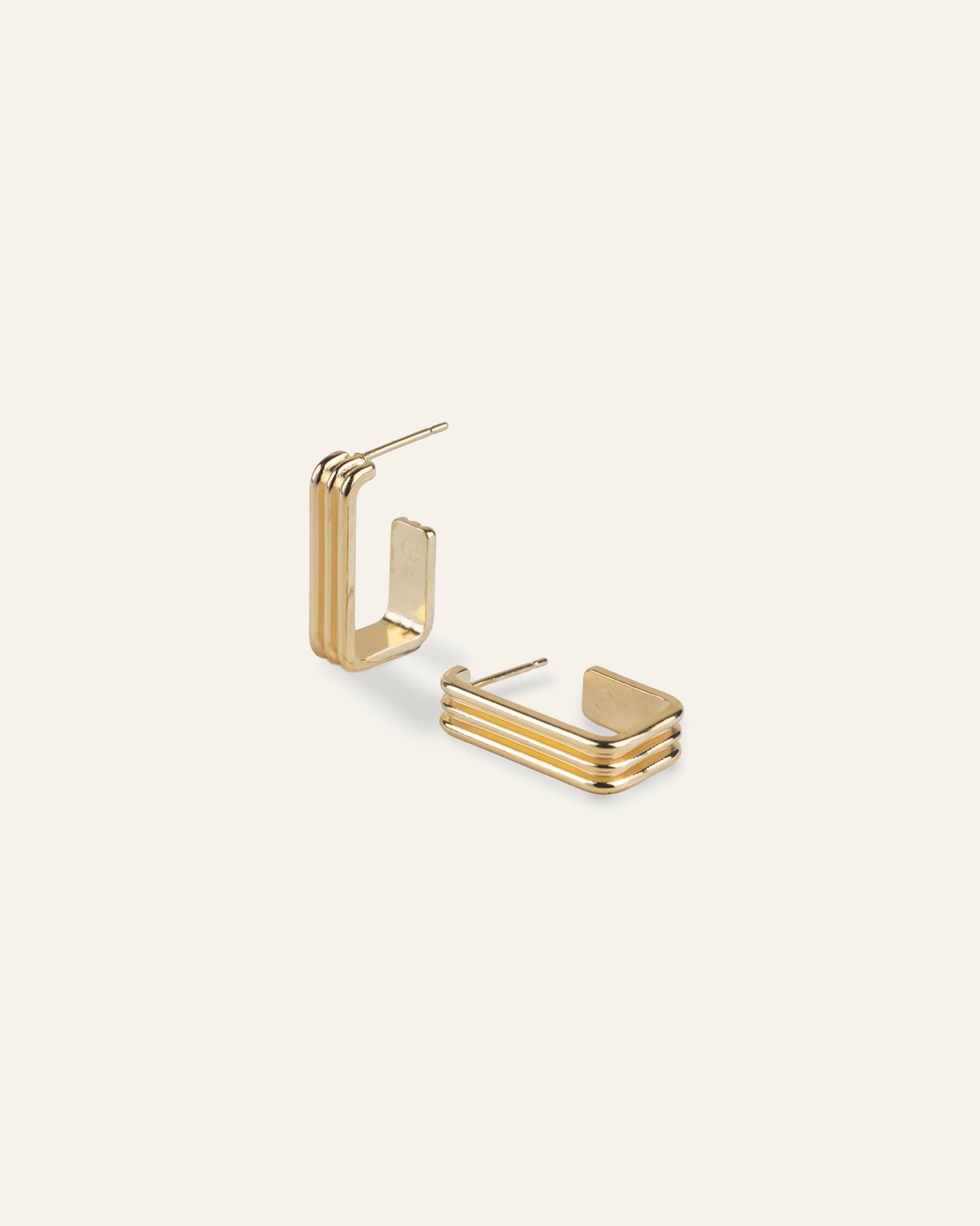 Boucles d'oreilles Rectangulaires Marie Plaqué Or 18ct
