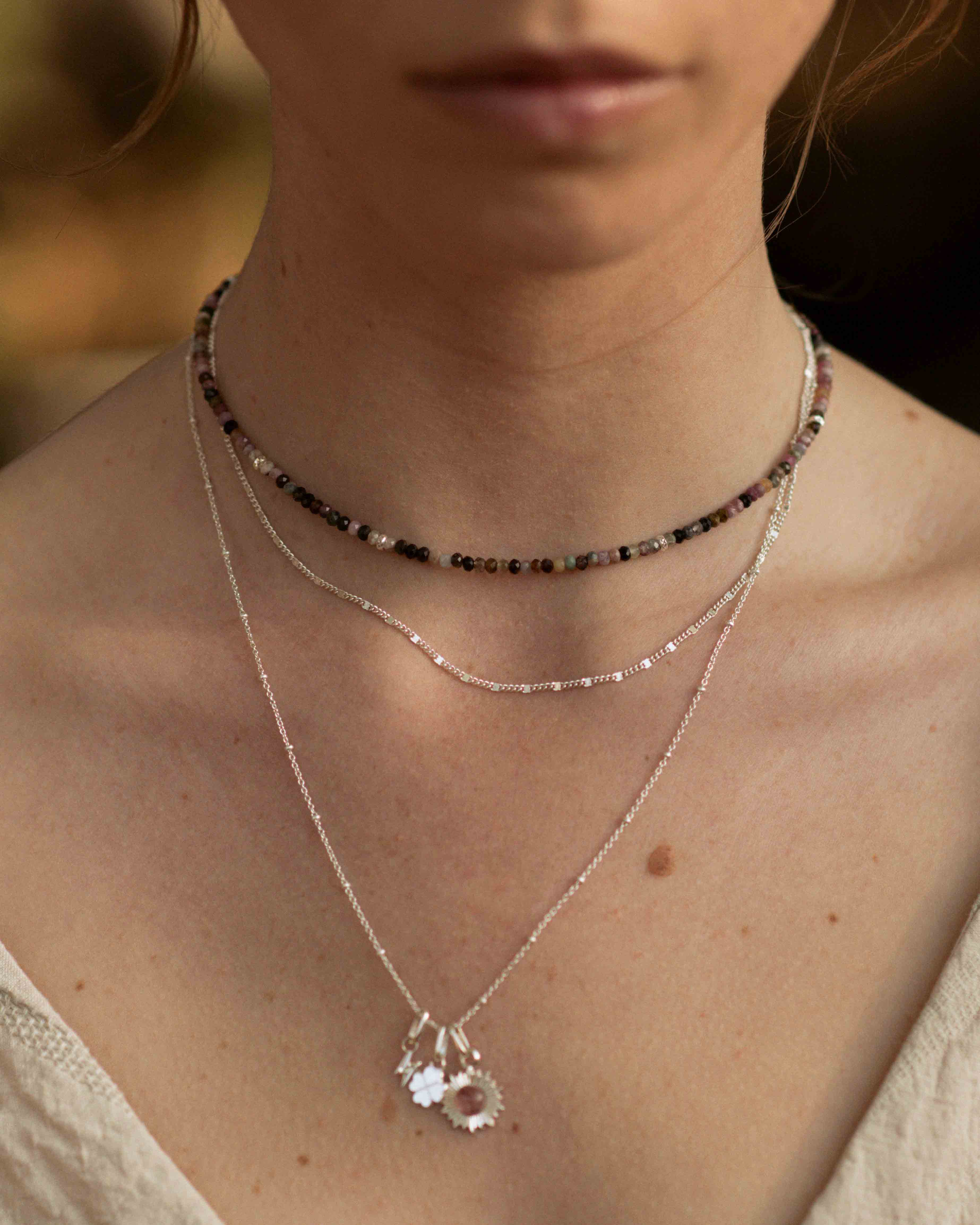 Ilios silver and raspberry quartz pendant