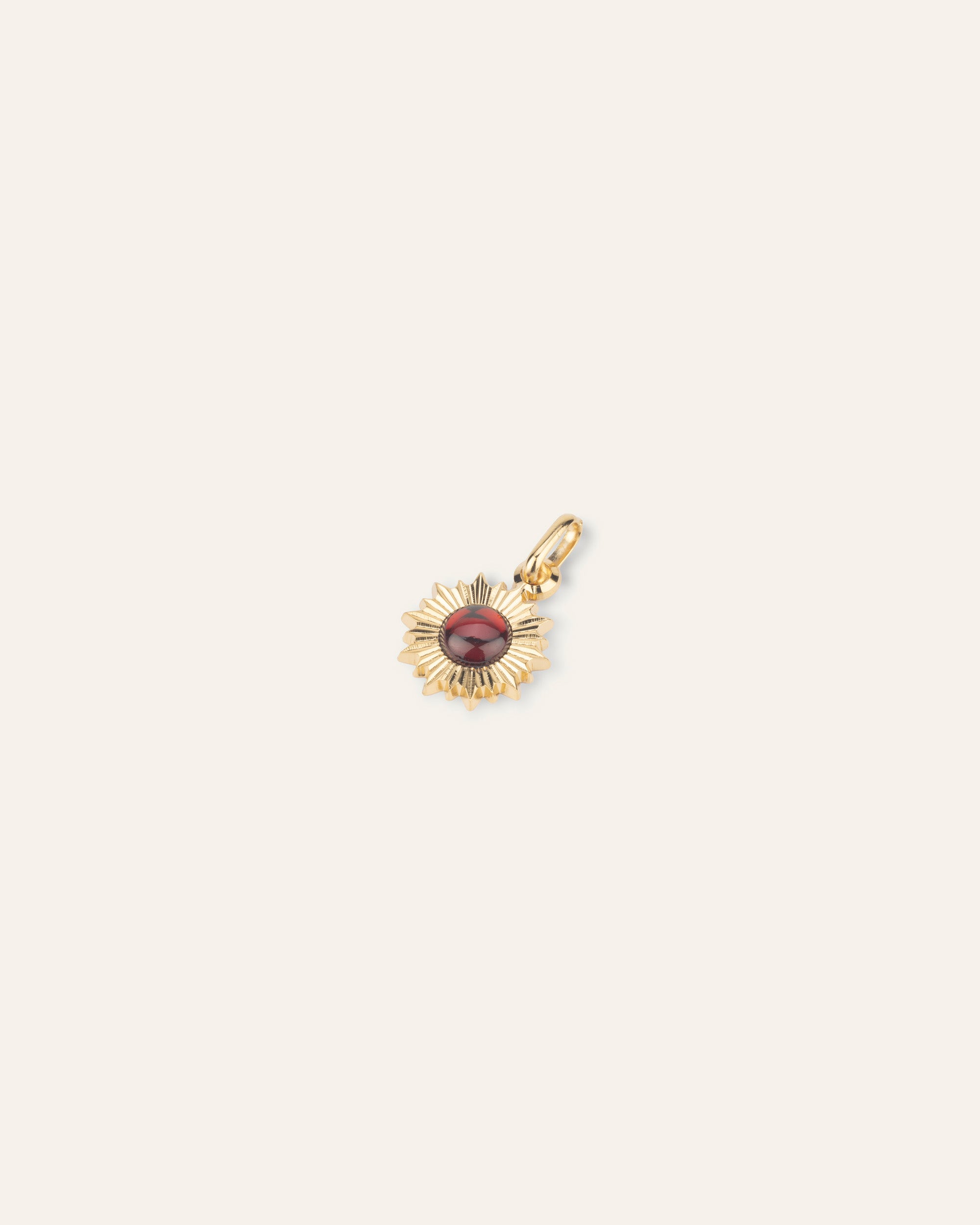 Pendentif Soleil Ilios Pierre de Naissance Janvier Plaqué Or 18ct / Grenat 