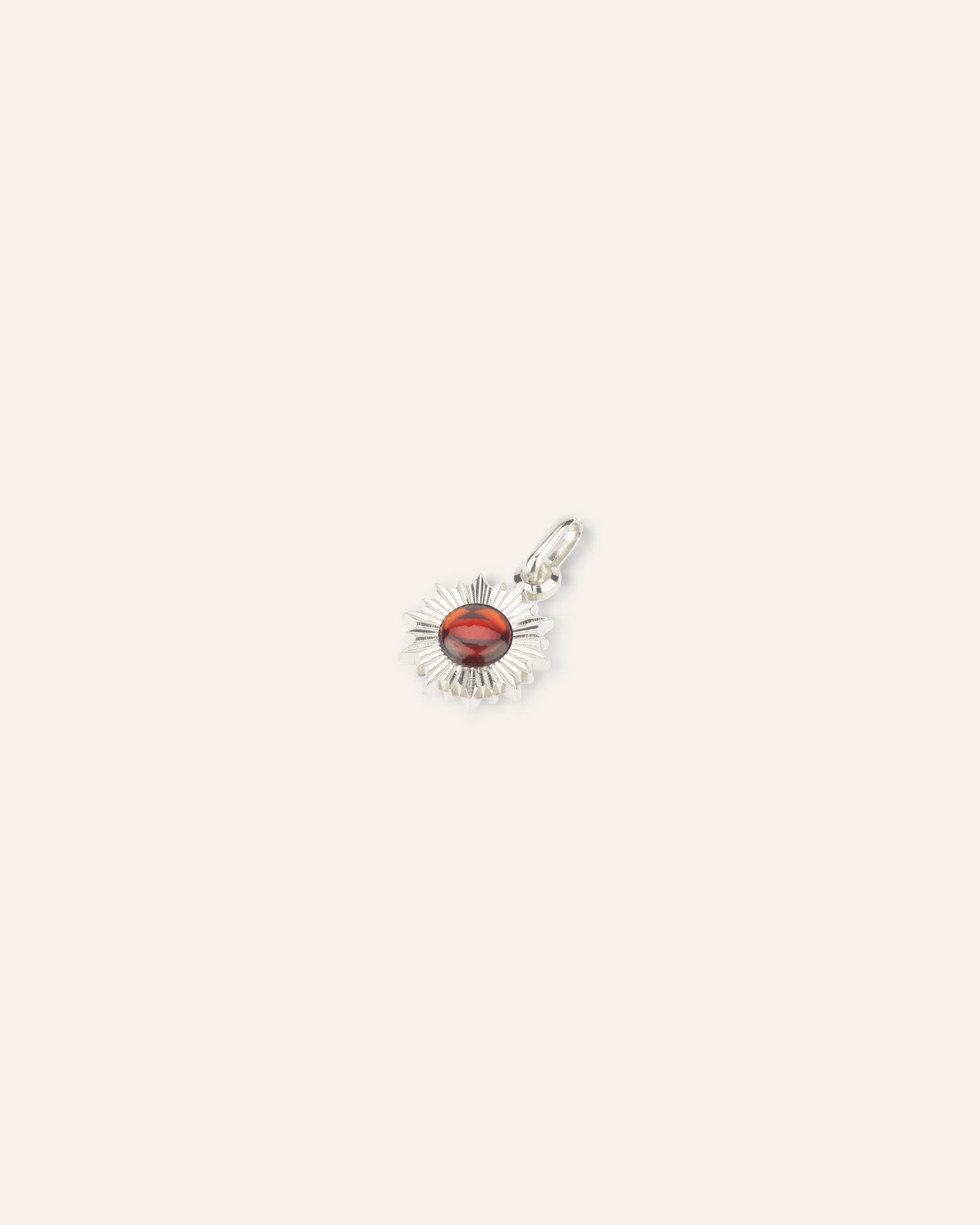Pendentif Soleil Ilios Pierre de Naissance Janvier Argent 925 / Grenat 