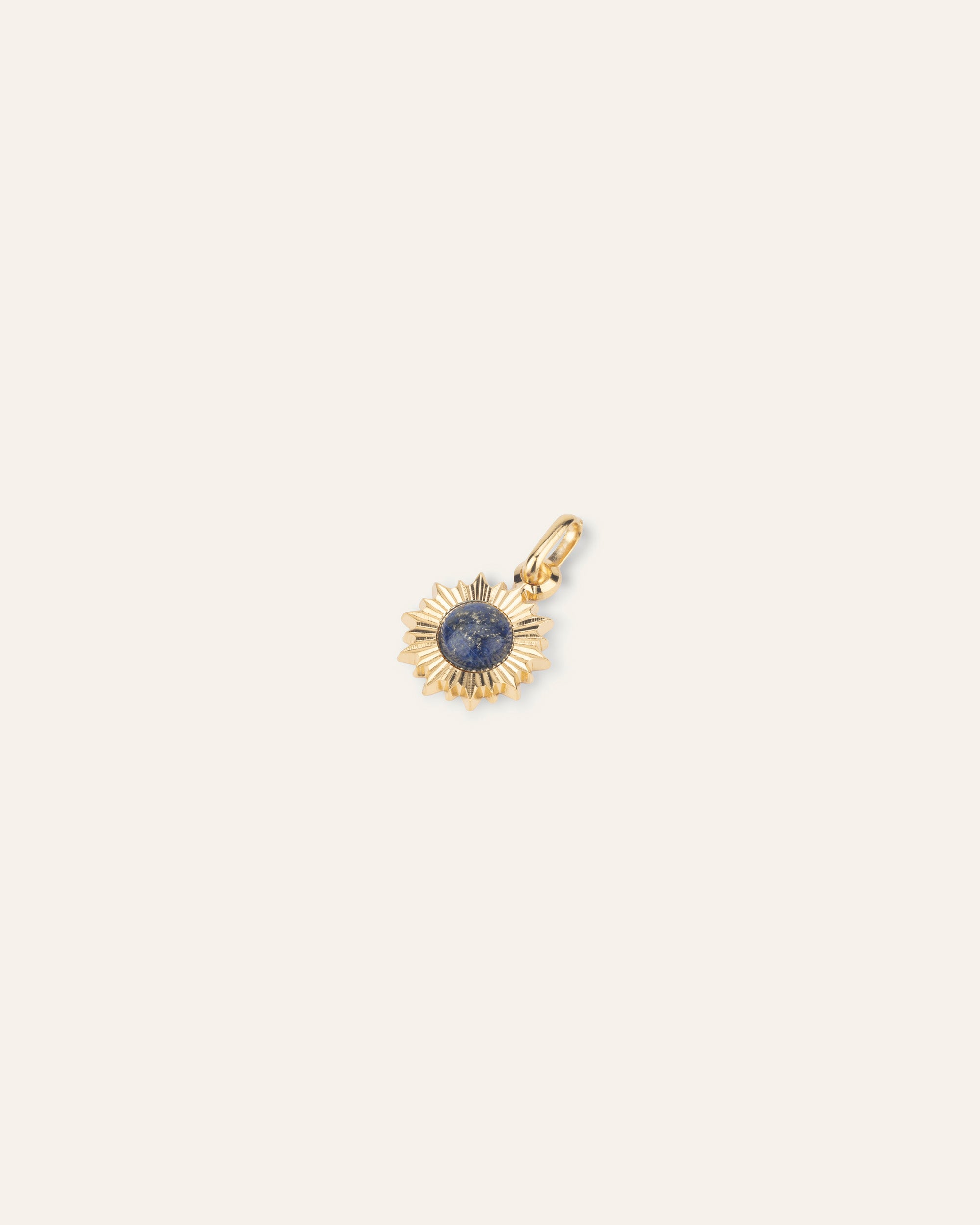 Pendentif Soleil Ilios Pierre de Naissance Septembre Plaqué Or 18ct / Lapis Lazuli 