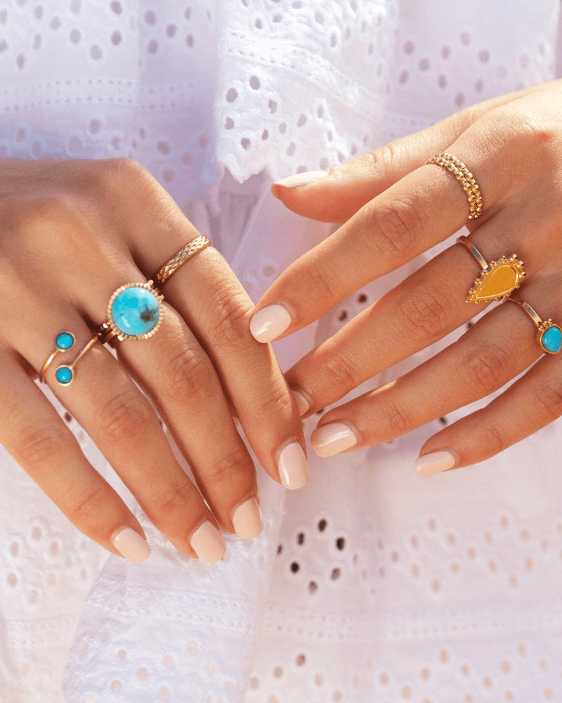 Tonalea gold and turquoise ring