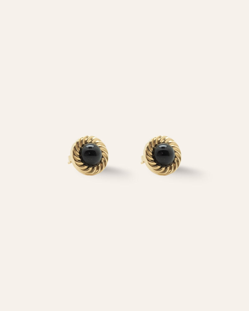 Symi gold and onyx earrings