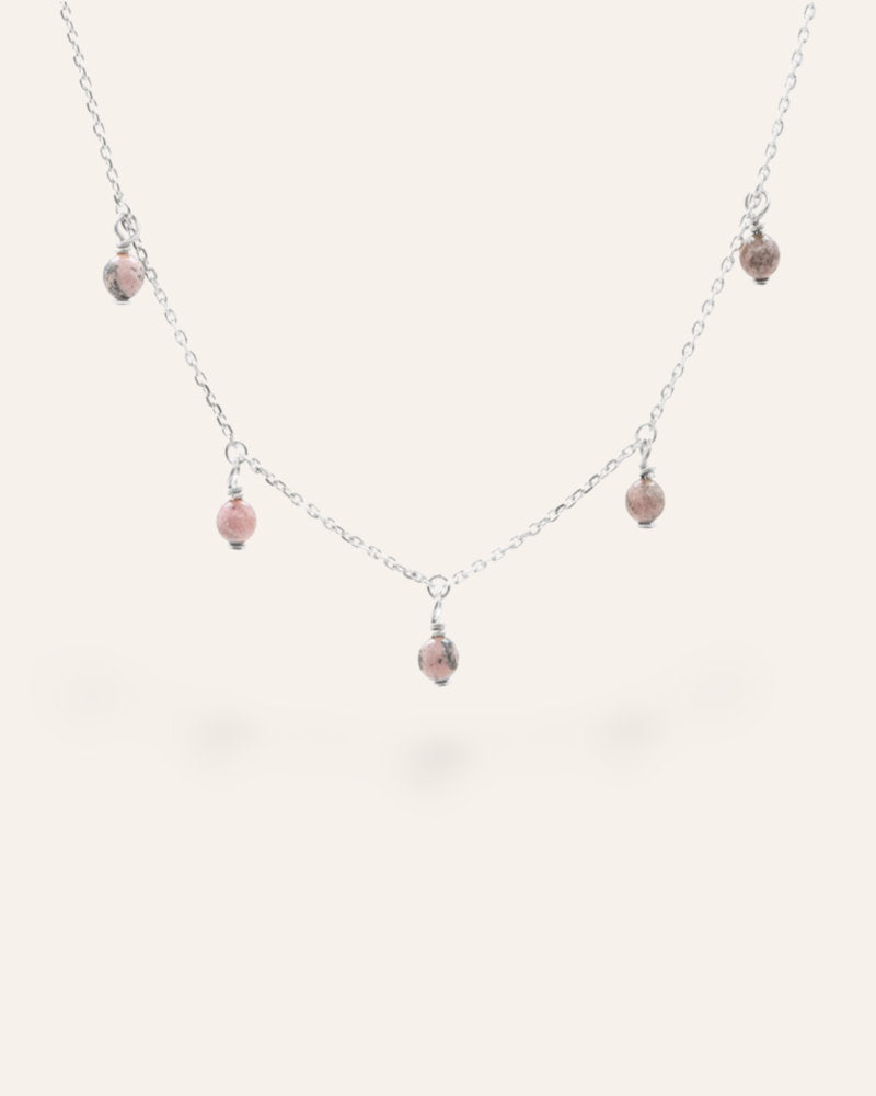 Eternal silver and rhodonite necklace