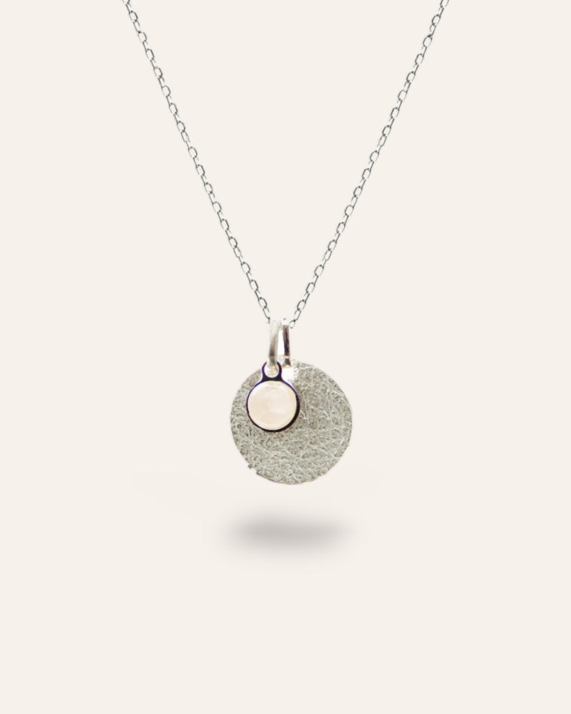 Izia necklace with Rose Quartz in silver