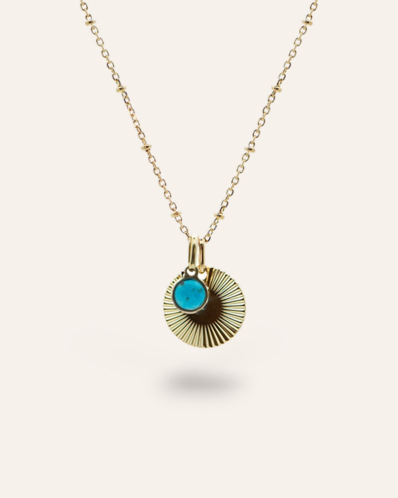 Turquoise striped Izia necklace in gold